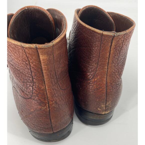 Rare Vintage FLORSHEIM ankle boot pebble leather mens size 10.5 D US made brown - Picture 5 of 9